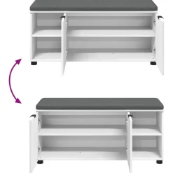 vidaXL Banco de entrada 100 x 38 x 46 cm Madera Ingenierizada y Tela White