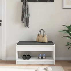 vidaXL Banco de entrada 83 x 38 x 45 cm Madera Ingenierizada y Tela Discount