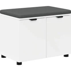 vidaXL Banco de entrada 60 x 38 x 46 cm Madera Ingenierizada y Tela White Clearance
