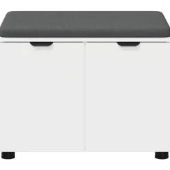 vidaXL Banco de entrada 60 x 38 x 46 cm Madera Ingenierizada y Tela White Clearance