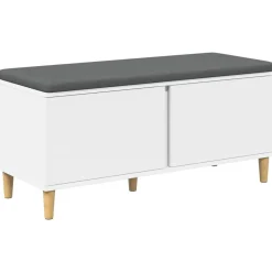 vidaXL Banco de entrada 100 x 38 x 46 cm Madera Ingenierizada y Tela White Online