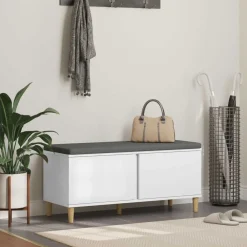 vidaXL Banco de entrada 100 x 38 x 46 cm Madera Ingenierizada y Tela White Online