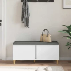 vidaXL Banco de entrada 100 x 38 x 46 cm Madera Ingenierizada y Tela White Online