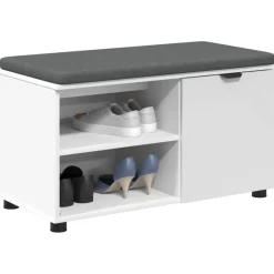 vidaXL Banco de entrada 80 x 38 x 46 cm Madera Ingenierizada y Tela White Hot