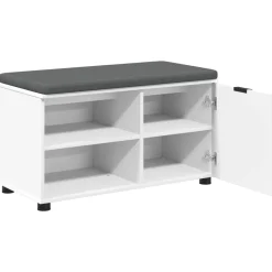 vidaXL Banco de entrada 80 x 38 x 46 cm Madera Ingenierizada y Tela White Hot