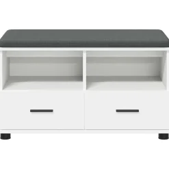 vidaXL Banco de entrada 80 x 38 x 46 cm Madera Ingenierizada y Tela White Sale