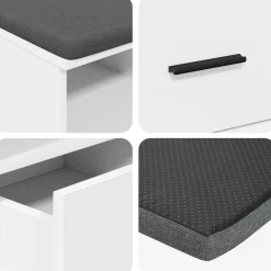 vidaXL Banco de entrada 80 x 38 x 46 cm Madera Ingenierizada y Tela White Sale