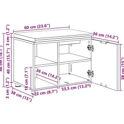 vidaXL Bancos-Banco de entrada con cojín 60 x 38 x 46 cm