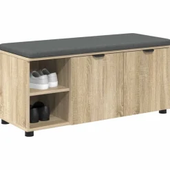 vidaXL Banco de entrada con cojín 100 x 38 x 46 cm Roble Sonoma Online