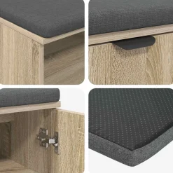 vidaXL Banco de entrada con cojín 100 x 38 x 46 cm Roble Sonoma Online