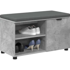 vidaXL Bancos-Banco de entrada con cojín Gris Concreto 80 x 38 x 46 cm