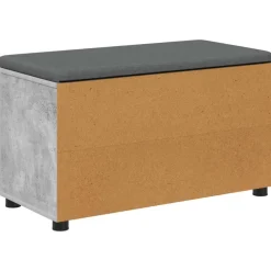 vidaXL Bancos-Banco de entrada con cojín Gris Concreto 80 x 38 x 46 cm