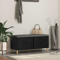 vidaXL Banco de entrada con cojín 100 x 38 x 46 cm Roble negro Sale