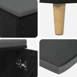 vidaXL Banco de entrada con cojín 100 x 38 x 46 cm Roble negro Sale