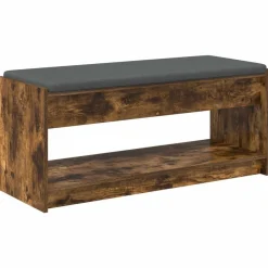 vidaXL Banco de entrada con cojín 103 x 38 x 45 cm Roble ahumado Hot