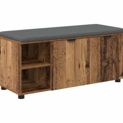 vidaXL Bancos-Banco de entrada con cojín Madera vieja 100 x 38 x 46 cm