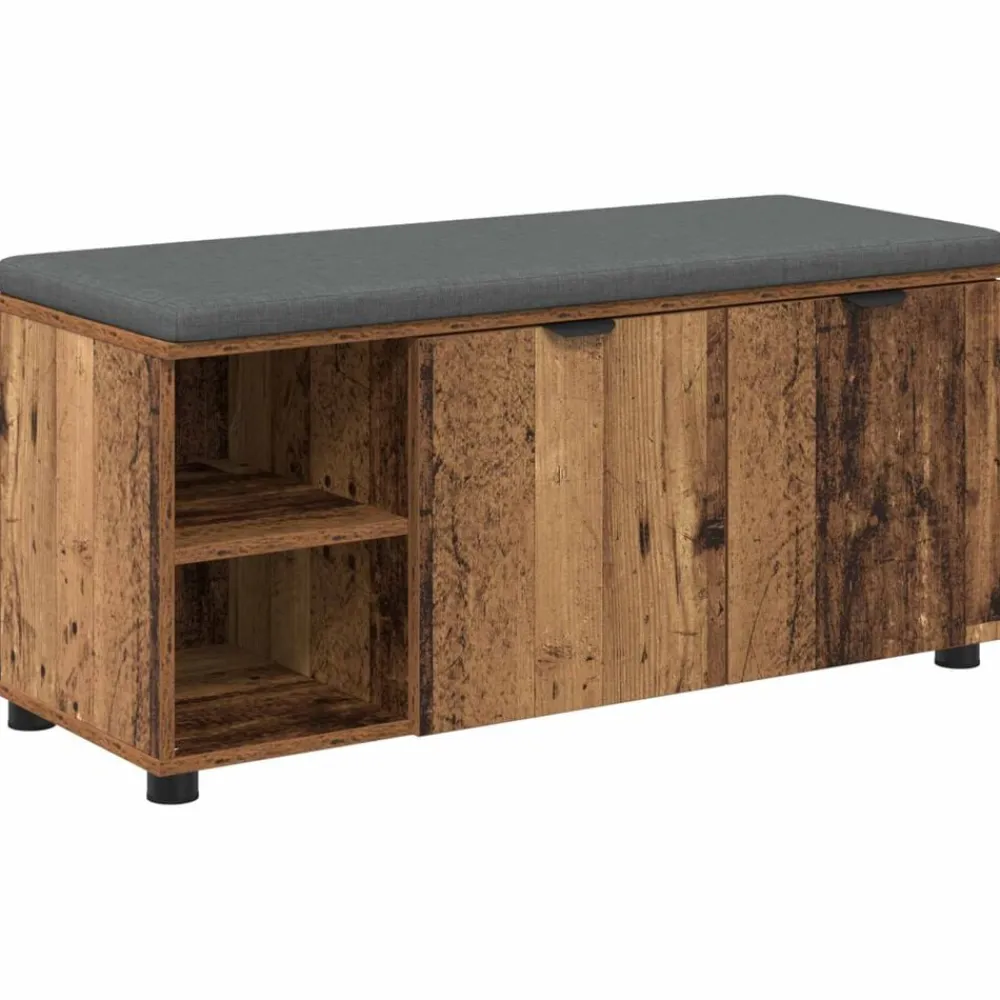 vidaXL Bancos-Banco de entrada con cojín Madera vieja 100 x 38 x 46 cm