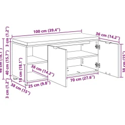 vidaXL Bancos-Banco de entrada con cojín Madera vieja 100 x 38 x 46 cm