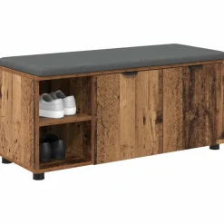 vidaXL Bancos-Banco de entrada con cojín Madera vieja 100 x 38 x 46 cm