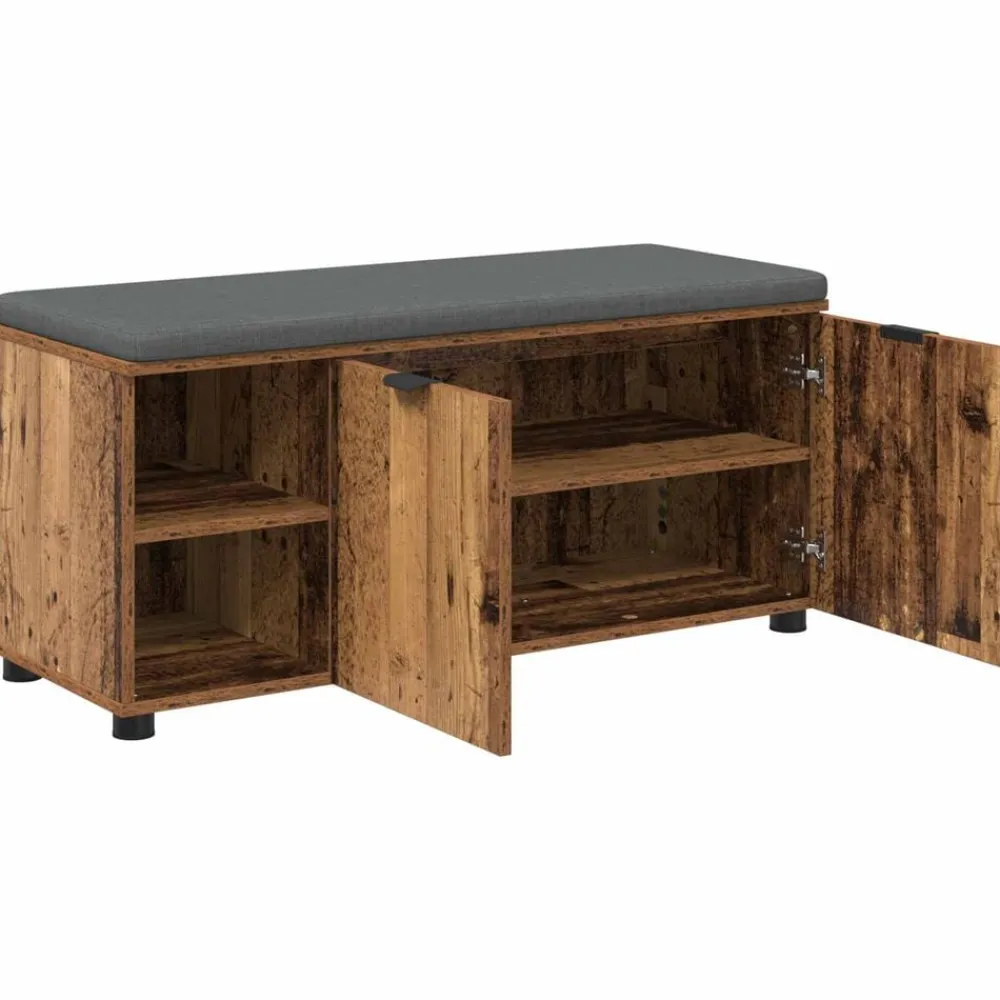 vidaXL Bancos-Banco de entrada con cojín Madera vieja 100 x 38 x 46 cm