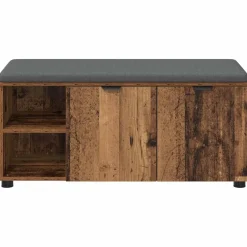 vidaXL Bancos-Banco de entrada con cojín Madera vieja 100 x 38 x 46 cm