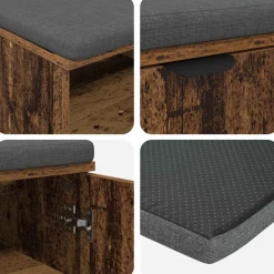 vidaXL Bancos-Banco de entrada con cojín Madera vieja 100 x 38 x 46 cm