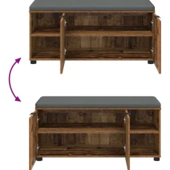 vidaXL Bancos-Banco de entrada con cojín Madera vieja 100 x 38 x 46 cm