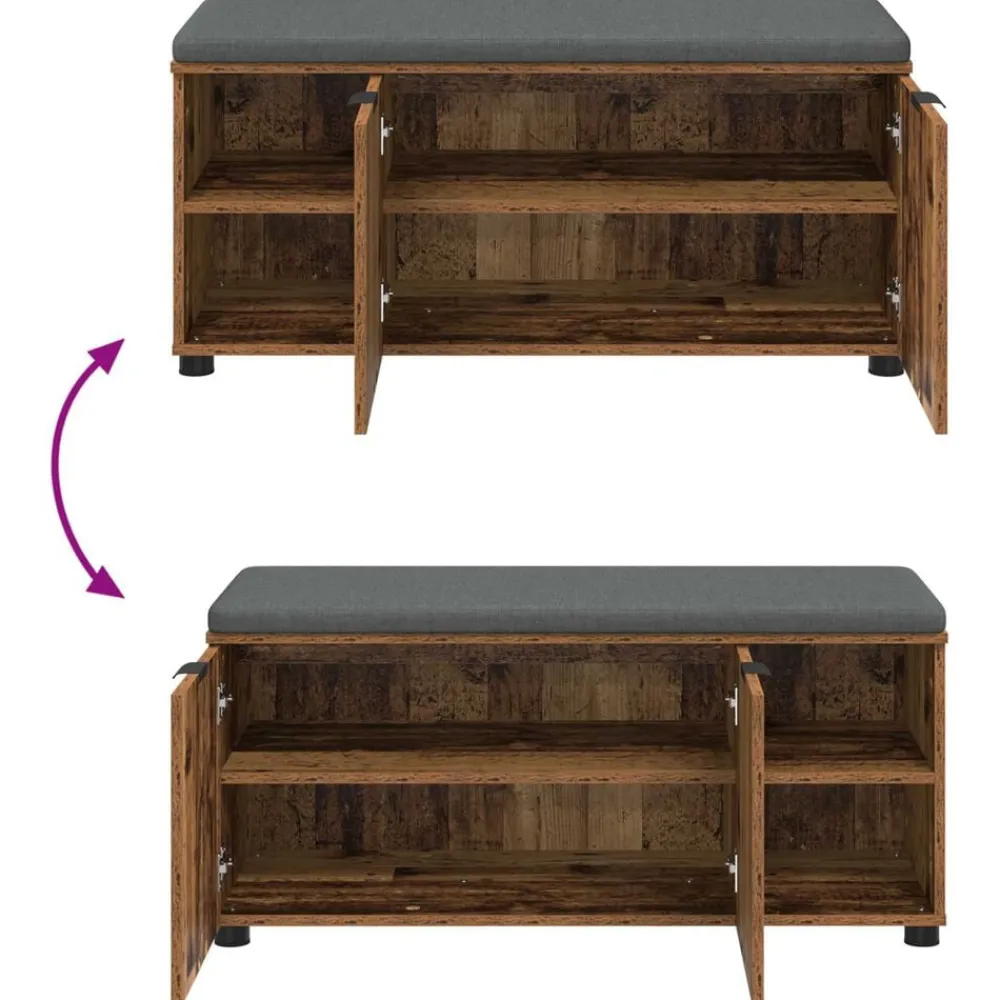 vidaXL Bancos-Banco de entrada con cojín Madera vieja 100 x 38 x 46 cm