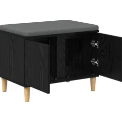 vidaXL Banco de entrada con cojín 60 x 38 x 46 cm Roble negro Discount