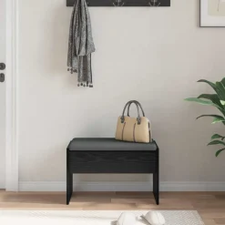 vidaXL Banco de entrada con cojín 63 x 38 x 40 cm Roble negro