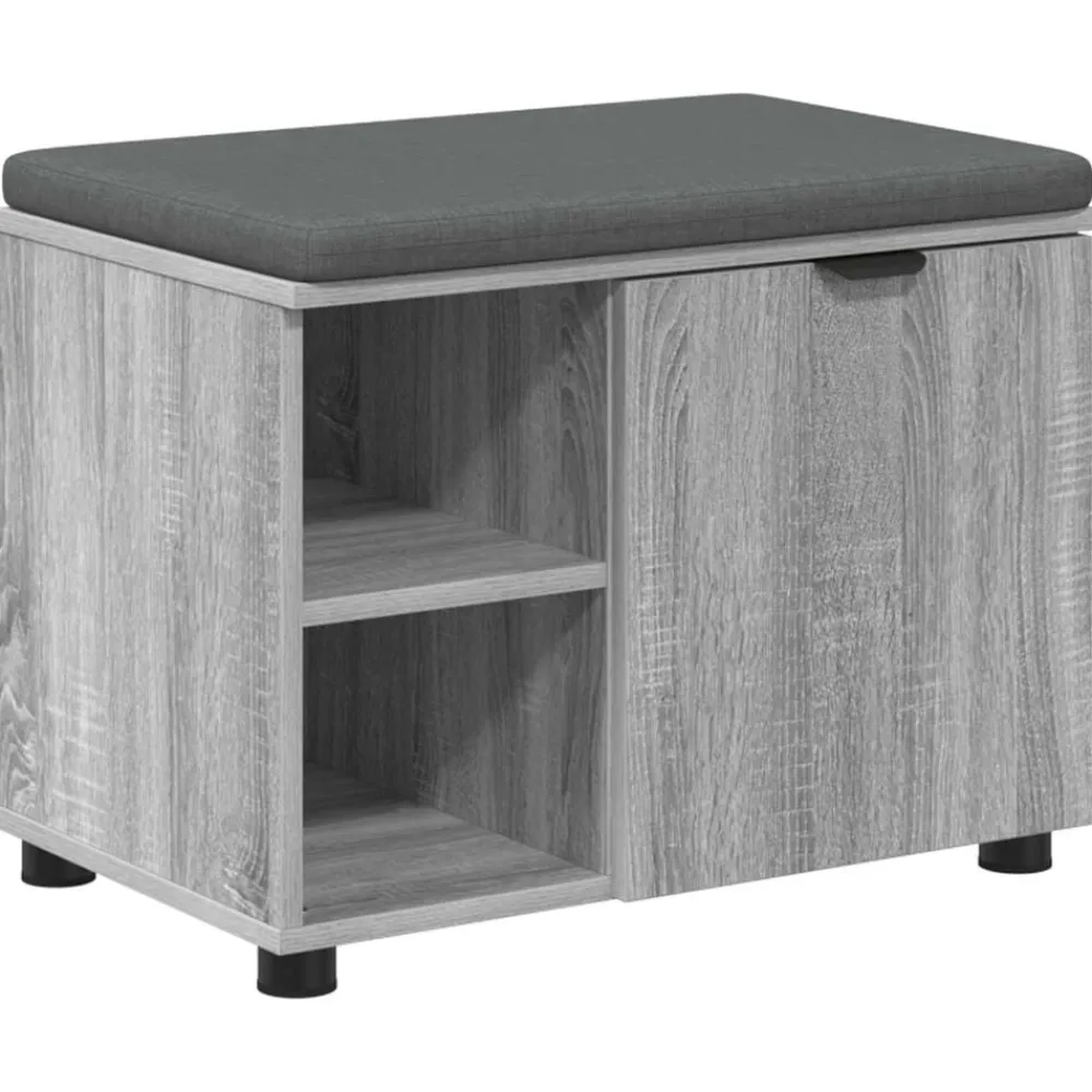 vidaXL Banco de entrada con cojín 60 x 38 x 46 cm Gris sonoma Online