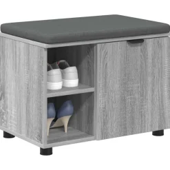 vidaXL Banco de entrada con cojín 60 x 38 x 46 cm Gris sonoma Online
