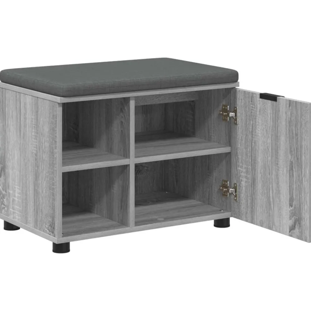 vidaXL Banco de entrada con cojín 60 x 38 x 46 cm Gris sonoma Online
