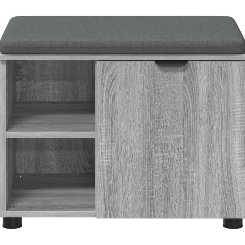 vidaXL Banco de entrada con cojín 60 x 38 x 46 cm Gris sonoma Online