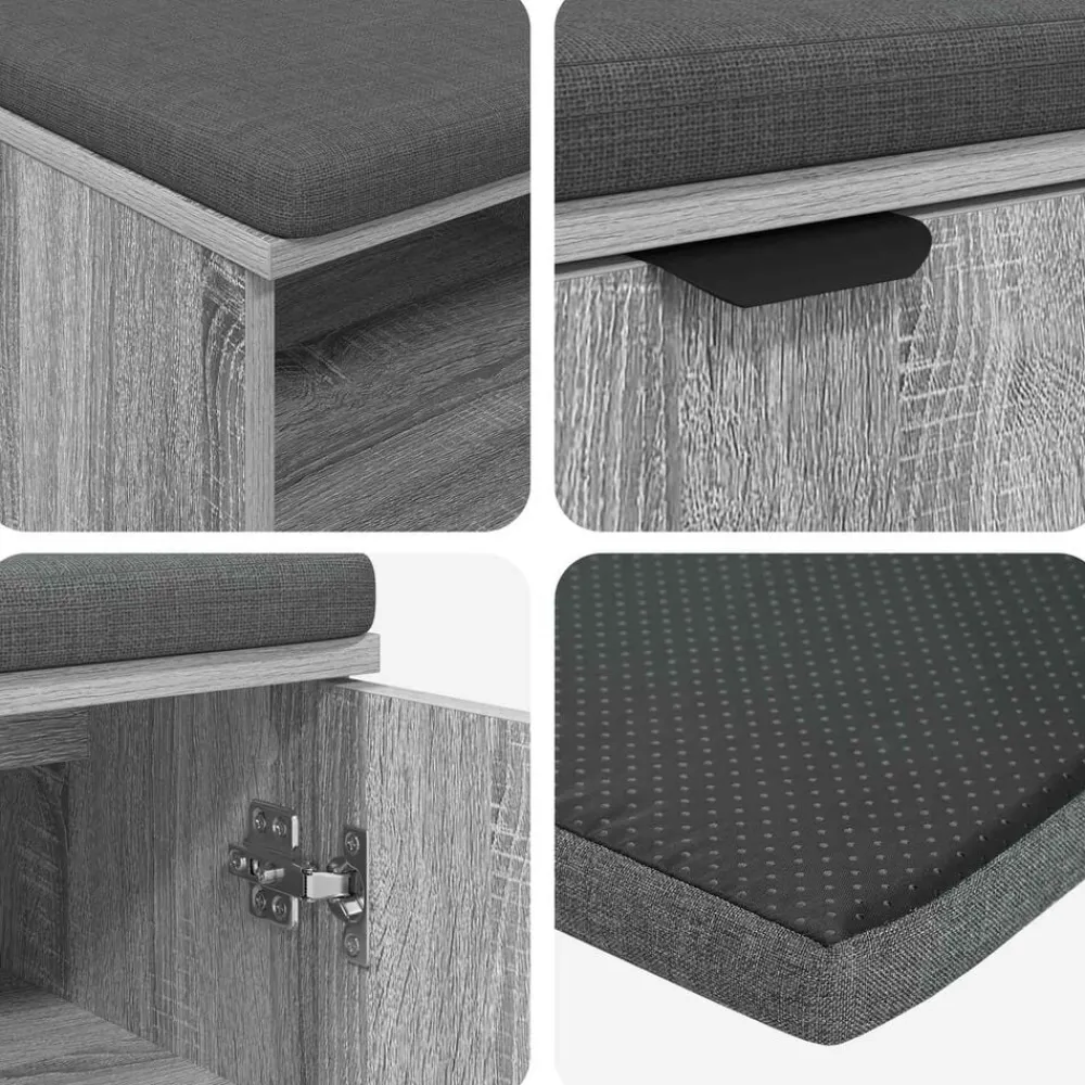vidaXL Banco de entrada con cojín 60 x 38 x 46 cm Gris sonoma Online