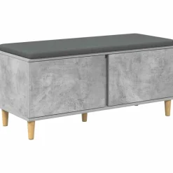 vidaXL Banco de entrada con cojín Gris Concreto 100 x 38 x 46 cm Gris hormig&oacute;n Clearance