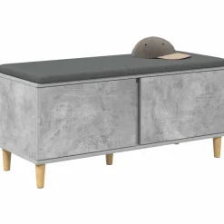 vidaXL Banco de entrada con cojín Gris Concreto 100 x 38 x 46 cm Gris hormig&oacute;n Clearance