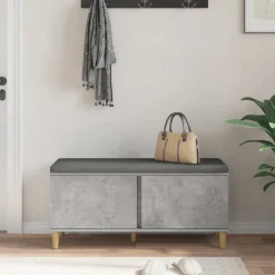 vidaXL Banco de entrada con cojín Gris Concreto 100 x 38 x 46 cm Gris hormig&oacute;n Clearance