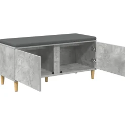 vidaXL Banco de entrada con cojín Gris Concreto 100 x 38 x 46 cm Gris hormig&oacute;n Clearance
