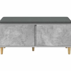 vidaXL Banco de entrada con cojín Gris Concreto 100 x 38 x 46 cm Gris hormig&oacute;n Clearance