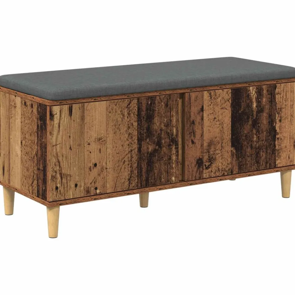 vidaXL Bancos-Banco de entrada con cojín Madera vieja 100 x 38 x 46 cm