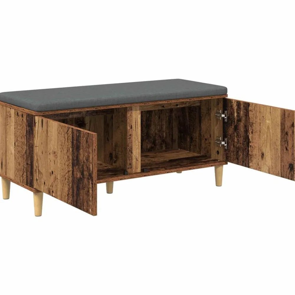 vidaXL Bancos-Banco de entrada con cojín Madera vieja 100 x 38 x 46 cm