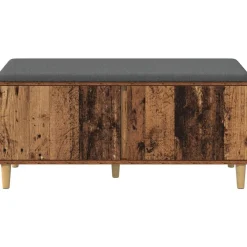 vidaXL Bancos-Banco de entrada con cojín Madera vieja 100 x 38 x 46 cm