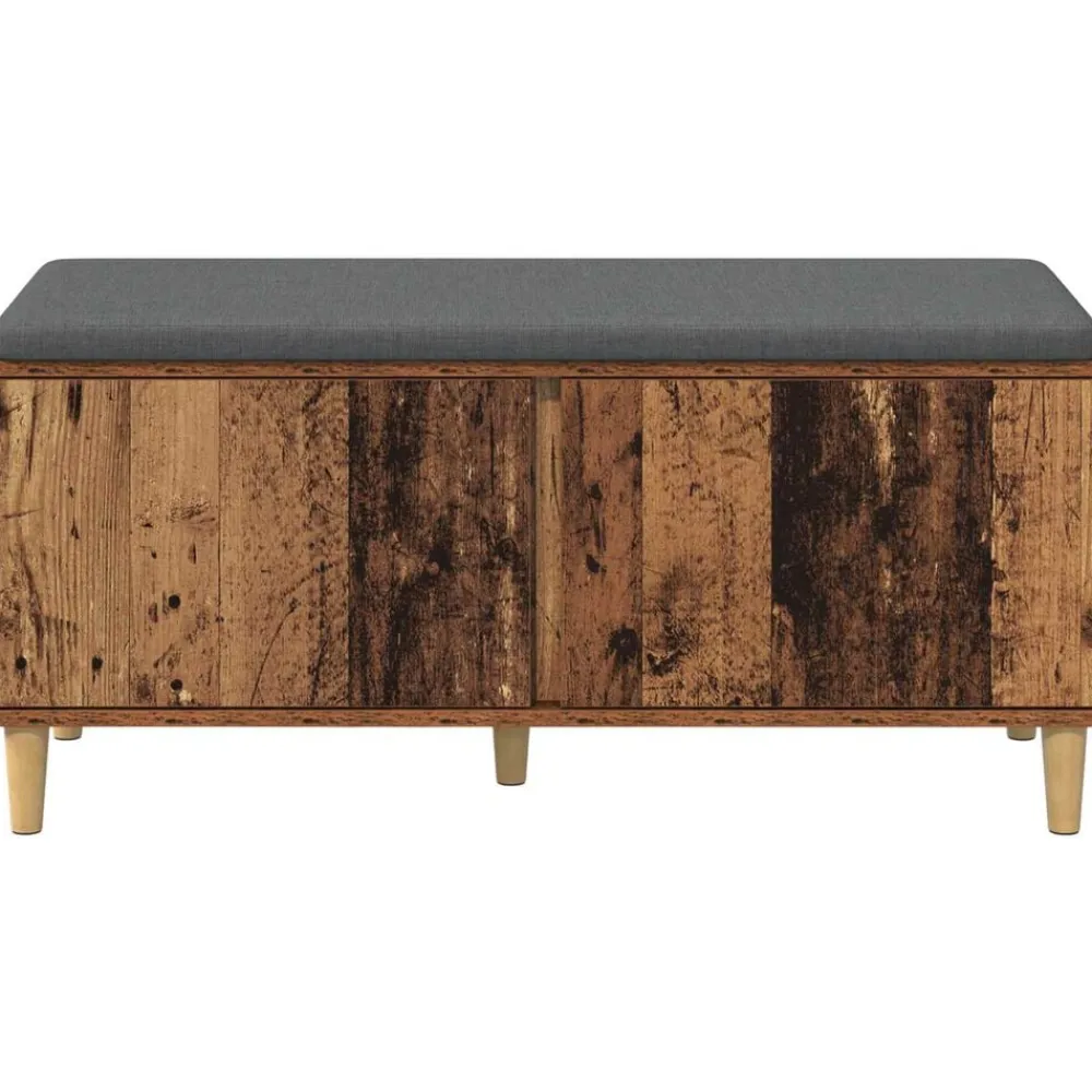 vidaXL Bancos-Banco de entrada con cojín Madera vieja 100 x 38 x 46 cm