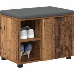 vidaXL Bancos-Banco de entrada con cojín Madera vieja 60 x 38 x 46 cm