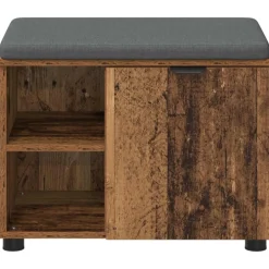 vidaXL Bancos-Banco de entrada con cojín Madera vieja 60 x 38 x 46 cm