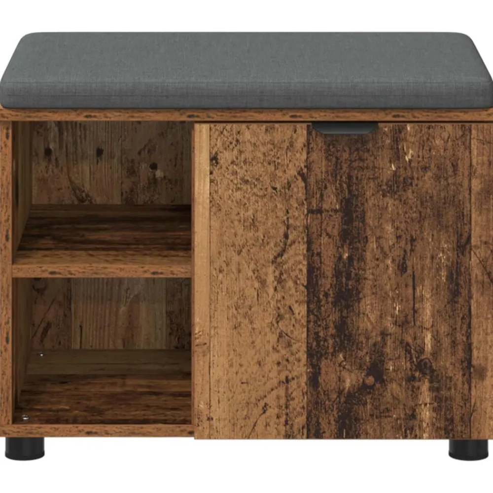 vidaXL Bancos-Banco de entrada con cojín Madera vieja 60 x 38 x 46 cm
