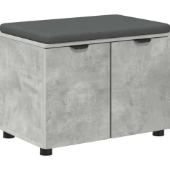 vidaXL Banco de entrada con cojín Gris Concreto 60 x 38 x 46 cm Gris hormig&oacute;n Discount