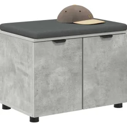 vidaXL Banco de entrada con cojín Gris Concreto 60 x 38 x 46 cm Gris hormig&oacute;n Discount