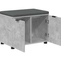 vidaXL Banco de entrada con cojín Gris Concreto 60 x 38 x 46 cm Gris hormig&oacute;n Discount